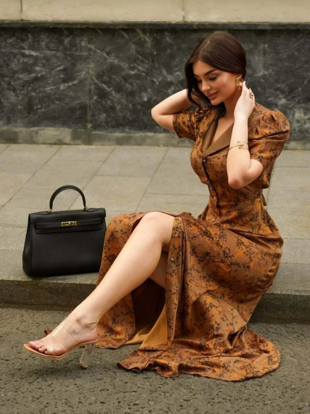 In Stock Chic Versatile Womens Long Lapel Coat Style Tie Waist Cardigan Dress